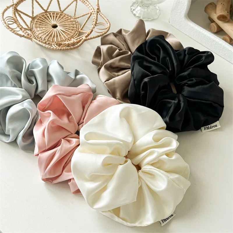 

New Woman Super Large Elegant Cloth Elastics Hair Band Girls Solid Color Scrunchies Hair Ties Lady Ponytail Hold Hair Accessorie