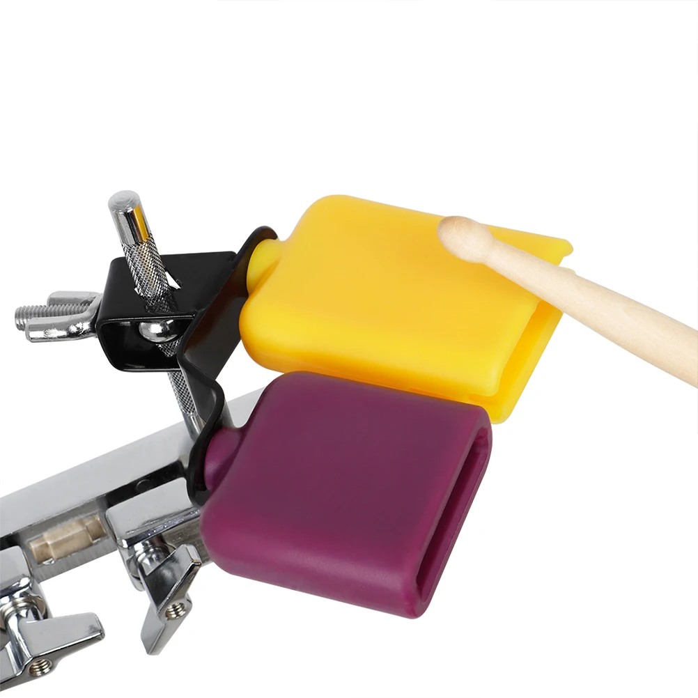 

Square Wooden Fish Cow Bell Pitch Percussion Bright Color Long Lasting Metal Bracket Educational For Rhythm