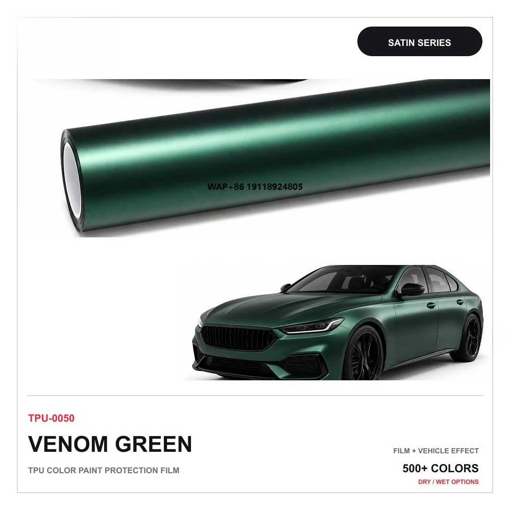 Satin Venom Green TPU Color Change PPF Car Paint Protection Film Dry or Wet Application