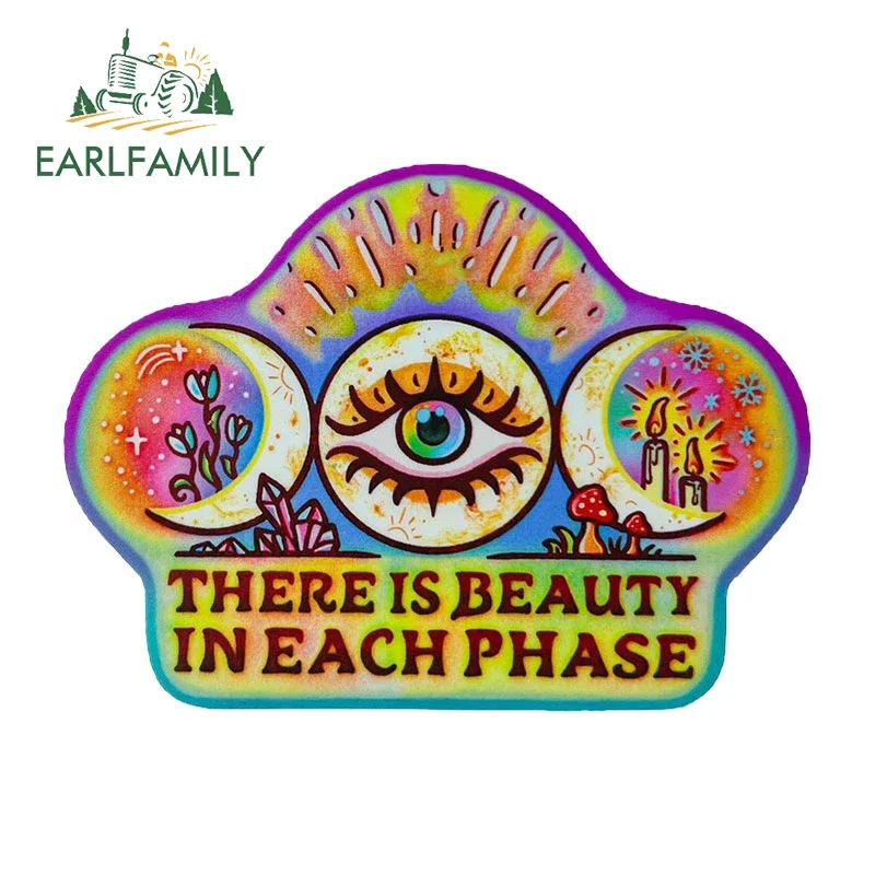 EARLFAMILY 13cm X 9.5cm For There Is Beauty In Each Phase Car Stickers Creative Cartoon Decals Scratch-Proof Caravan Car Goods