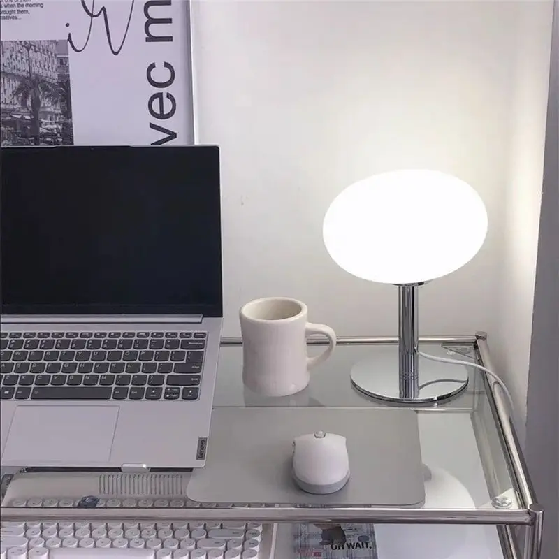 DT17 Table Lamp Lollipop Bedside Lamp, 3 Color Dimmable USB Lamp for Nightstand, Cute Small Lamp for Bedroom Desk, Pink, Glass