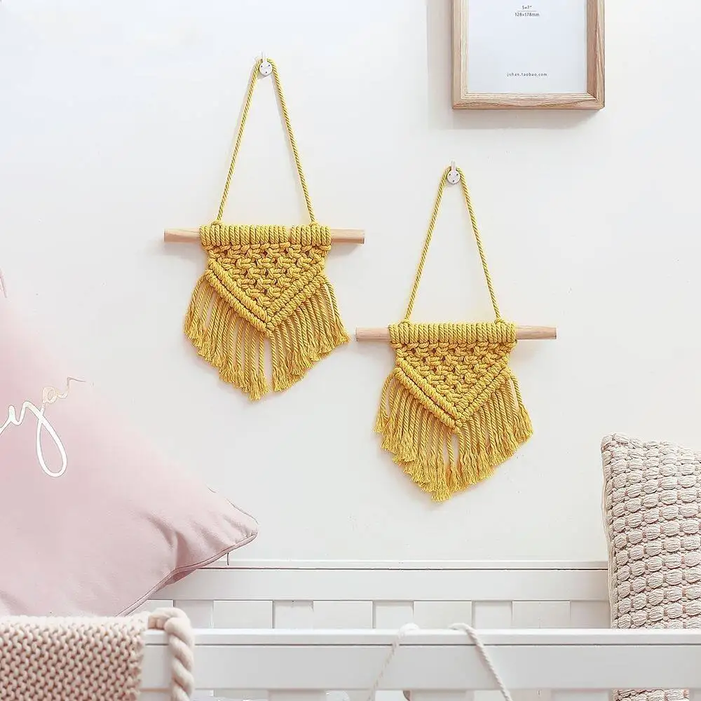 Macrame Handcrafted Woven Tapestry Handmade Wall Hanging Tapestries Cute Nordic Fringe Wall Decor Children's Bedroom Decoration