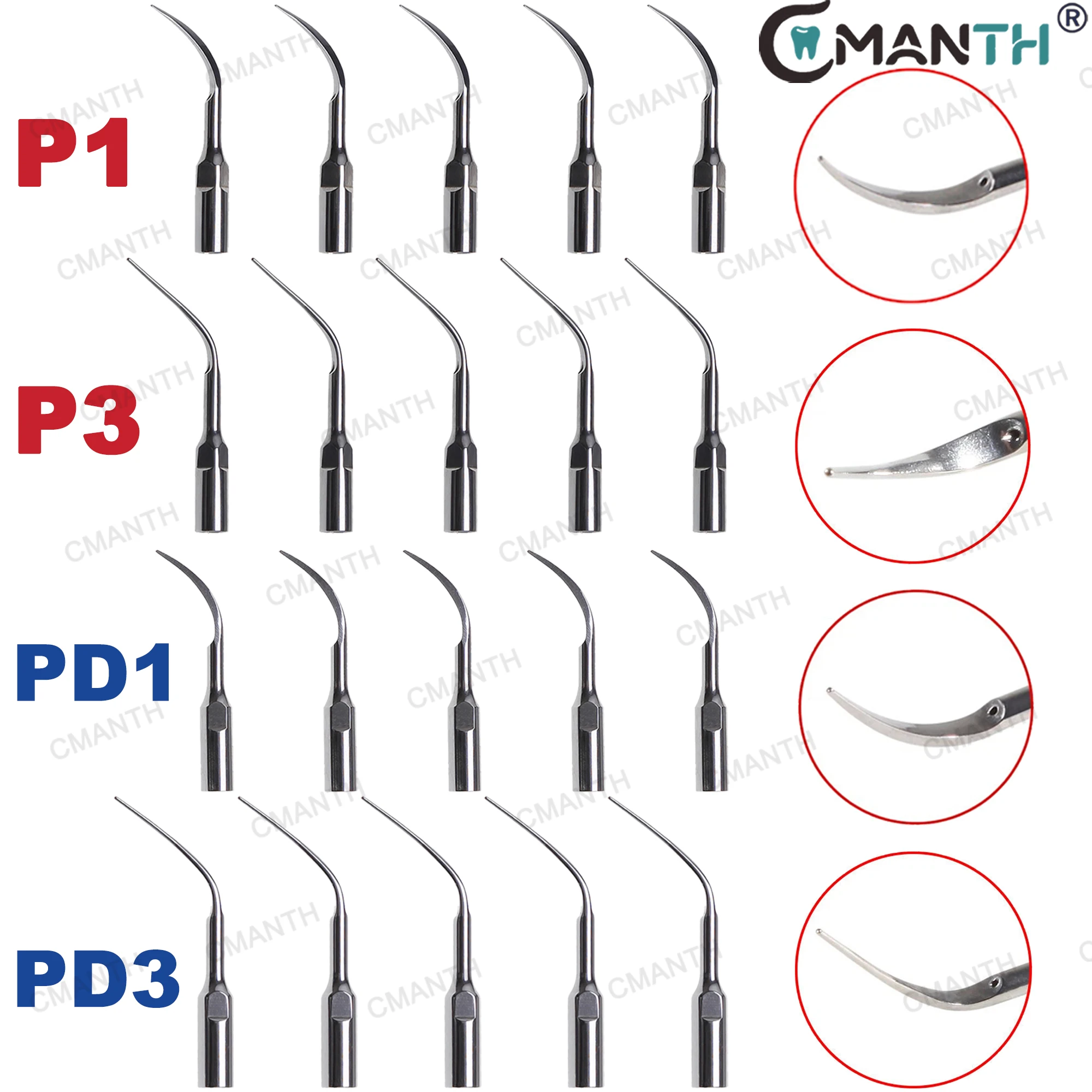 

5Pcs Dental Ultrasonic Scaler Tips Scaling Periodontics Tips Fit for WOODPECKER EMS DTE NSK Satelec Ultrasonic Scalers Handpiece