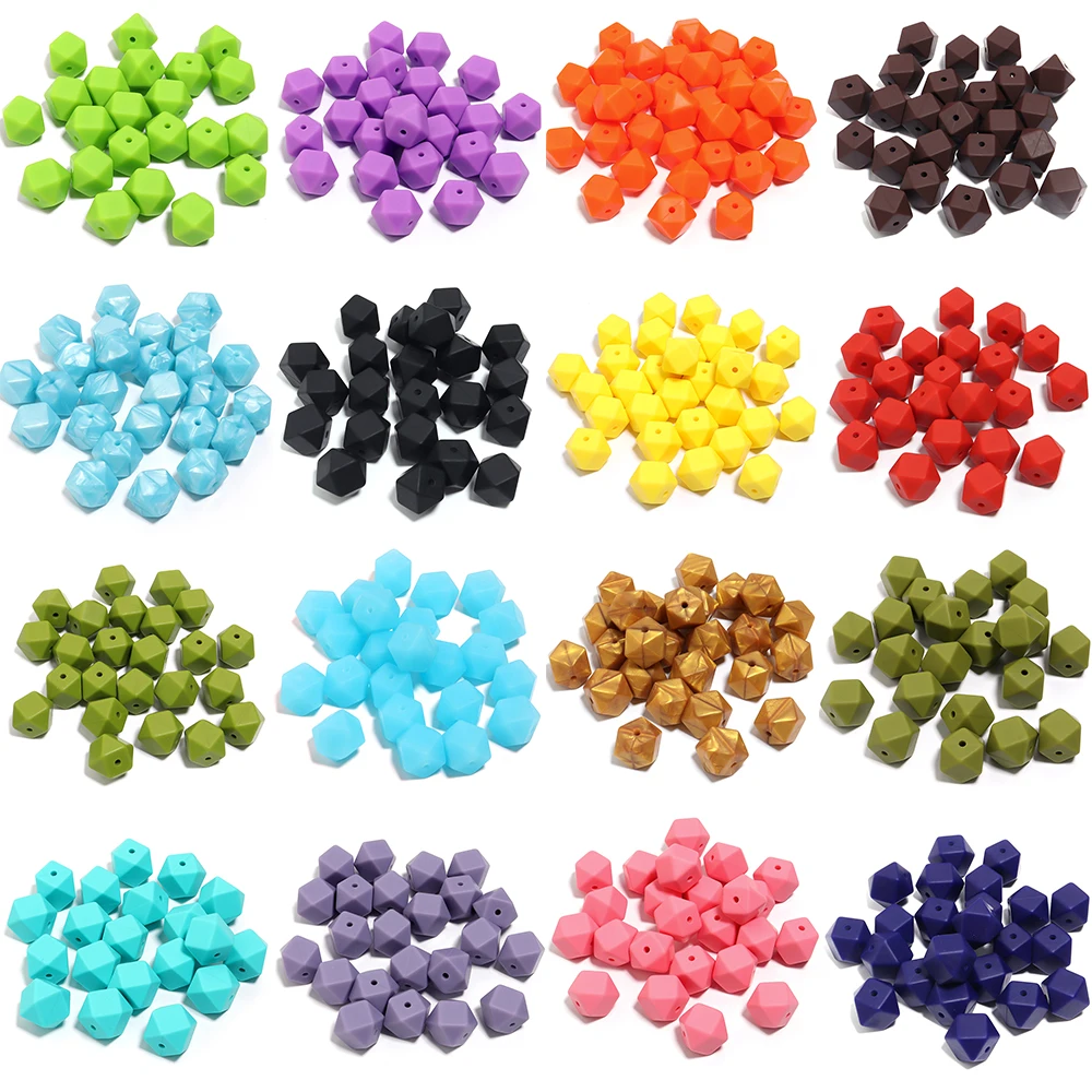 10 Stück/Set Bunte Sechseckige Silikonperlen Lose Abstandsperlen für Schmuckherstellung DIY Halskette Schnullerkette Zubehör – Detail 6