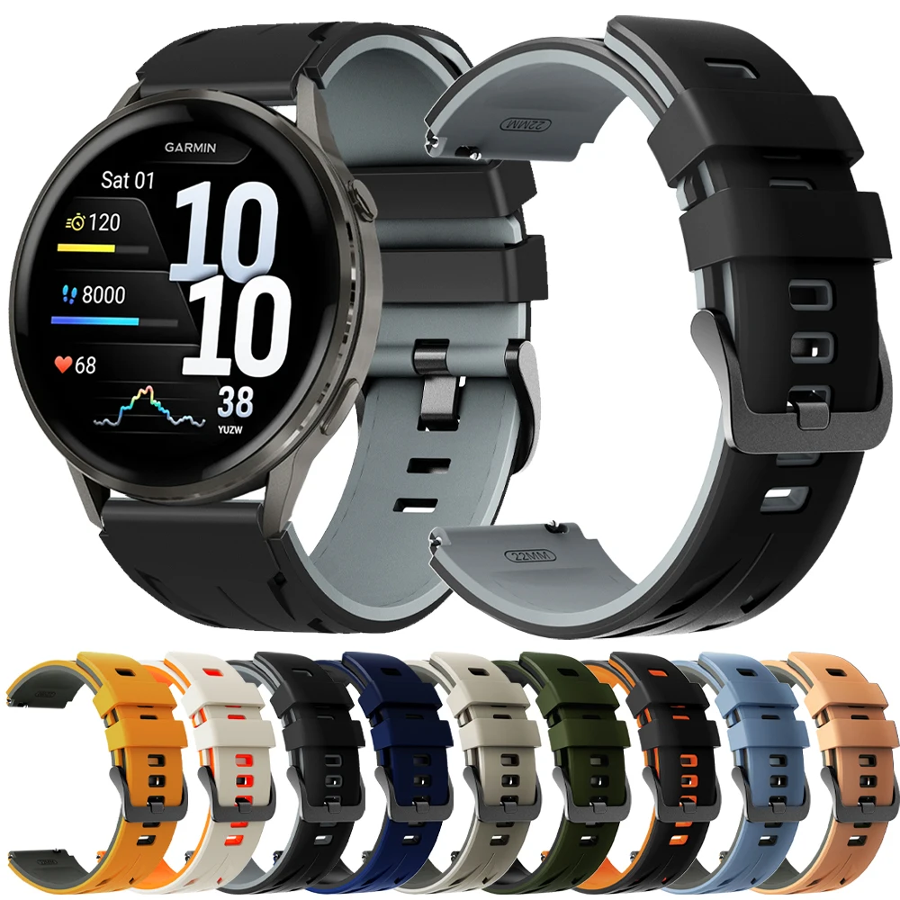 Silicone Watch Band 22mm For Garmin Venu 45mm Soft Wristband For Garmin Venu 3 2 Forerunner 570 47mm 265 255 Music Watches Strap