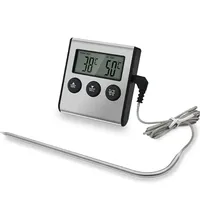 Digital Cooking Thermometer with Timer Function, Probe Heat Meter for Kitchen Oven, BBQ, Grill, Meat and Food Temperature