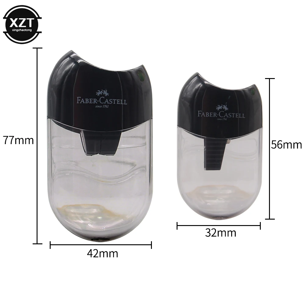 1Pcs Faber Castell Mini Mouw Puntenslijper Dubbele Gat Met Container Blacklead Multifunctionele Schoolbenodigdheden