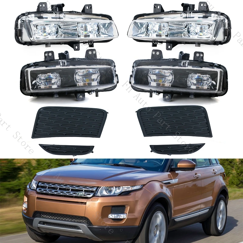 Car LED Front Bumper DRL Daytime Driving Running Lamp Light For Land Rover Range Rover Evoque 2011-2015 Foglight Foglamp