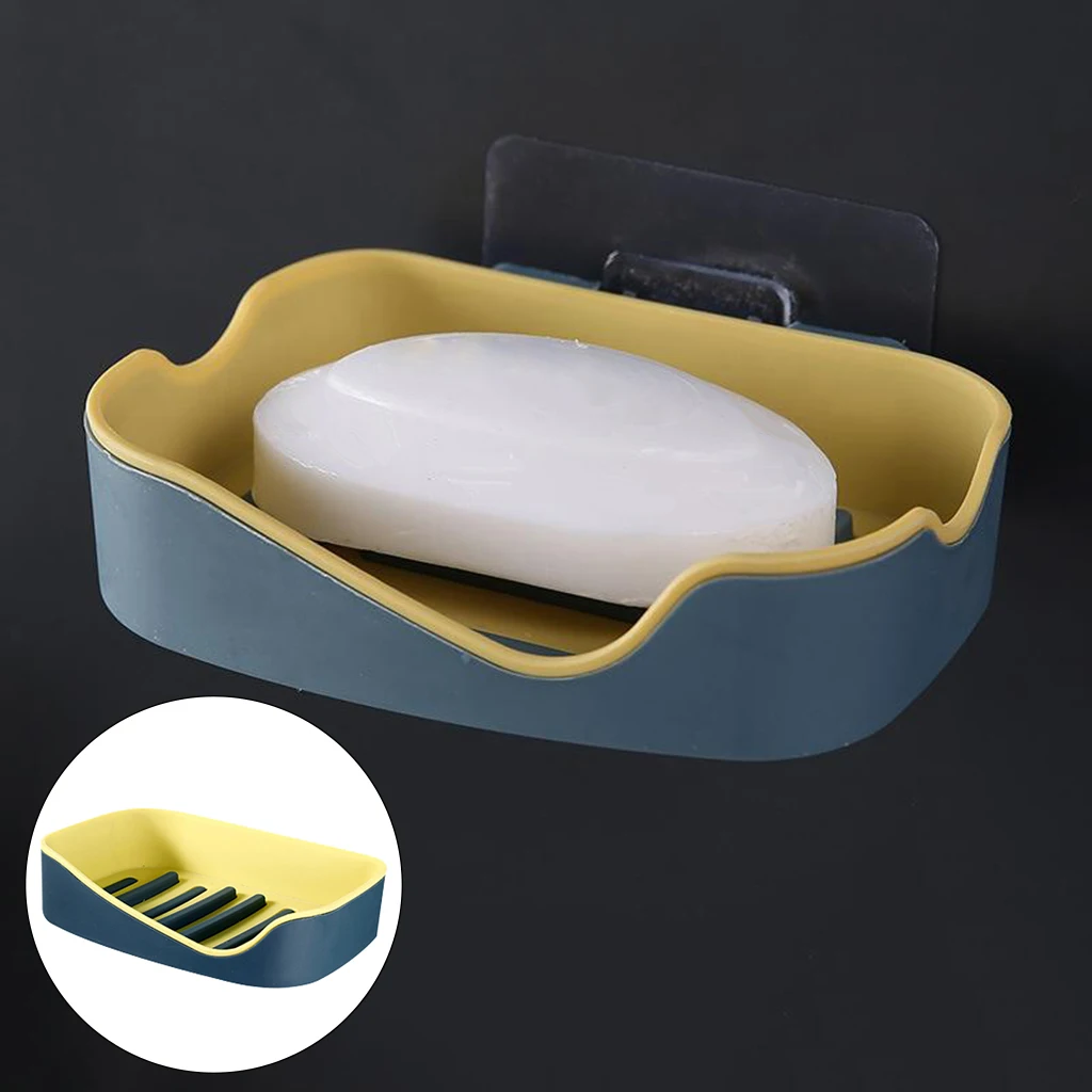 Plastic Soap Holders with Drain, Double Layer Draining Soap Box for Bathroom and Kitchen