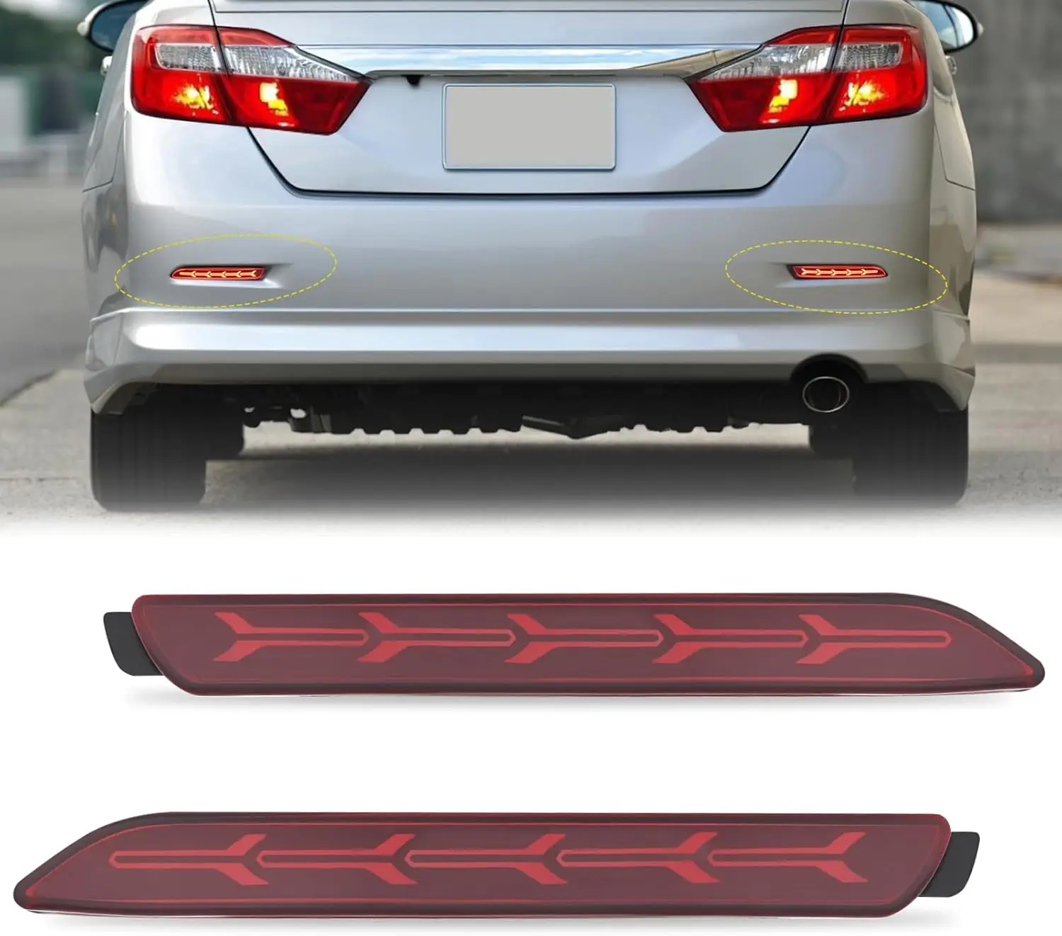 

Nilight Rear Bumper Tail Light Compatible with 2006 2007 2008 2009 2010 2011 2012 2013 2014 Toyota Camry Red Lens LED Reflector Bumper Lamps Brake Turn Signal Sequential Flashing Driving Taillights