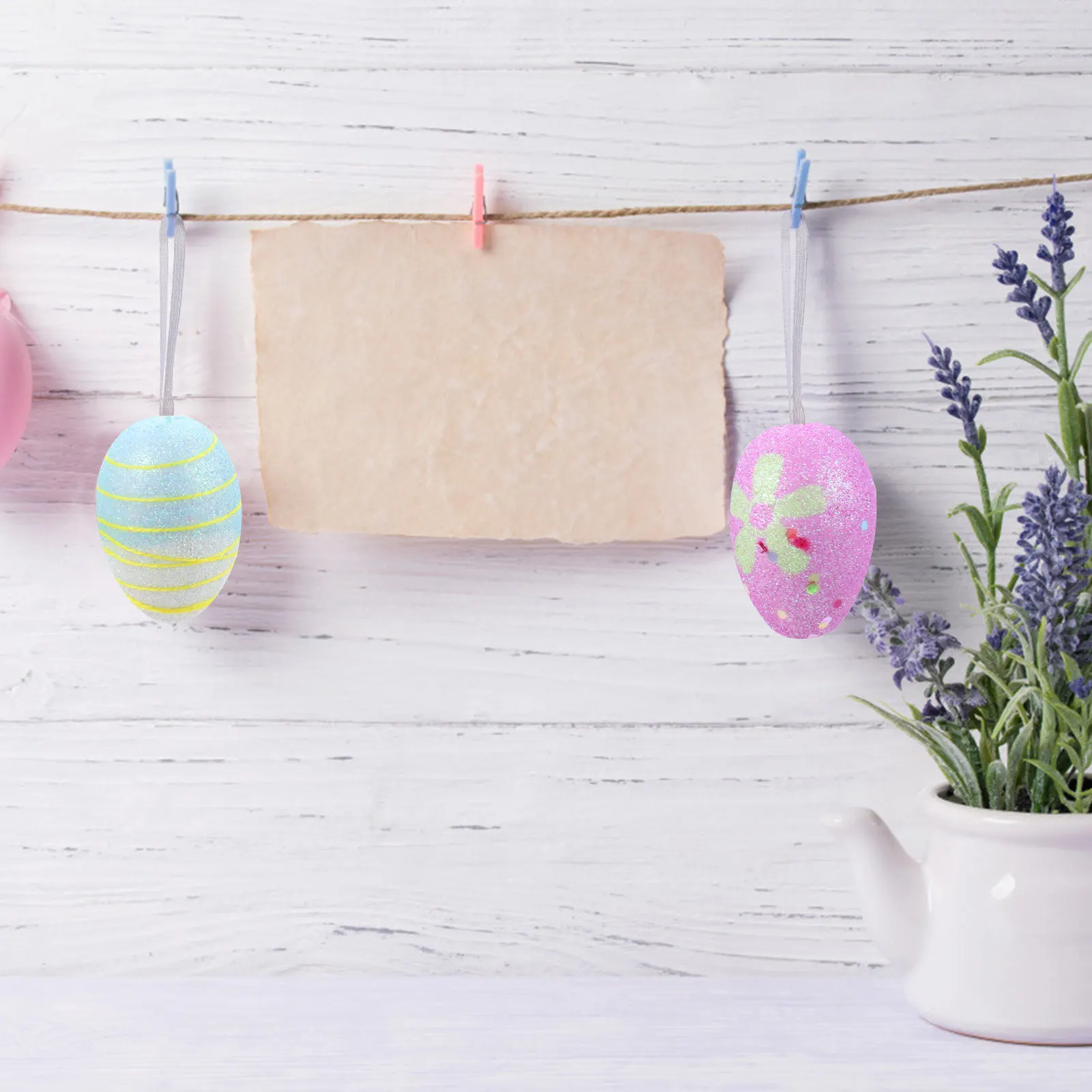 

24Pcs Easter Hanging Foams Egg Ornament Festival Pendant Decor Prop Lovely Exquisite Crafted Party Decoration for Home Mall
