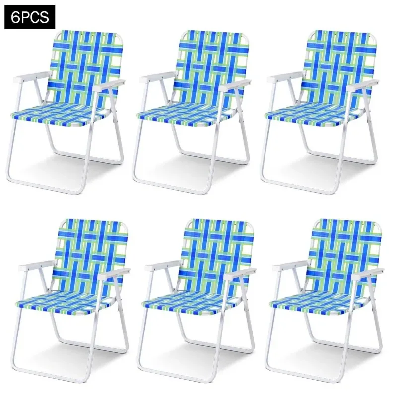 

Folding Beach Chair Camping Lawn Webbing Chair Lightweight 1 Position Blue