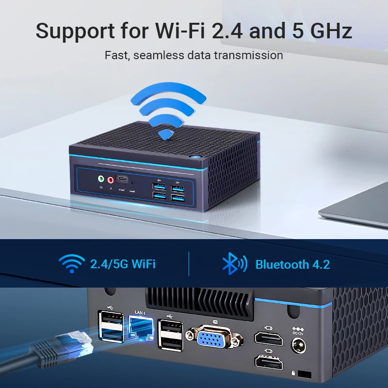 VNOPN AMD PRO A6-8500B мини-ПК Компьютерный игровой NUC Тройной дисплей WIFI5 Двойной HDMI + VGA Windows 11 pro Офисный настольный компьютер