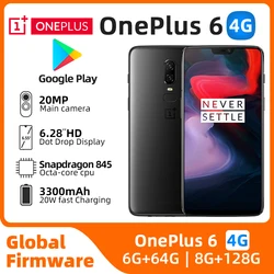 Oneplus 6 телефон, экран 6,28 дюйма, 8 Гб ОЗУ 128 Гб ПЗУ, 2 SIM-карты