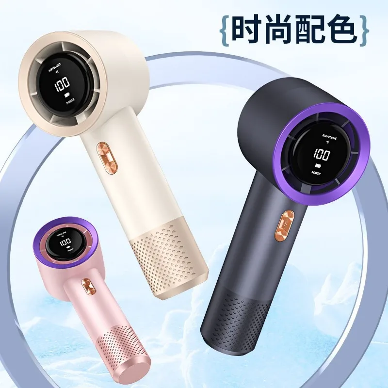 Handheld Turbo Cooling Fan, 100-Speed Adjustable, Foldable USB Charging Fan with LED Screen for Travel & Gym