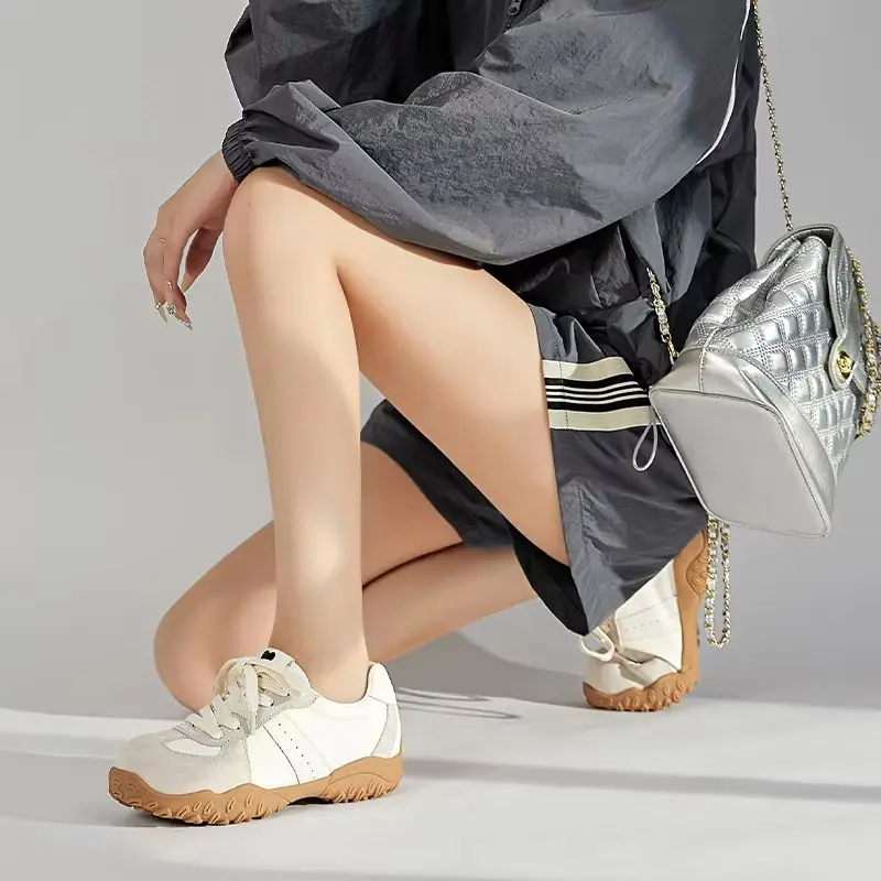 Women's Genuine Leather Casual Sneakers - Non-Slip Training Shoes