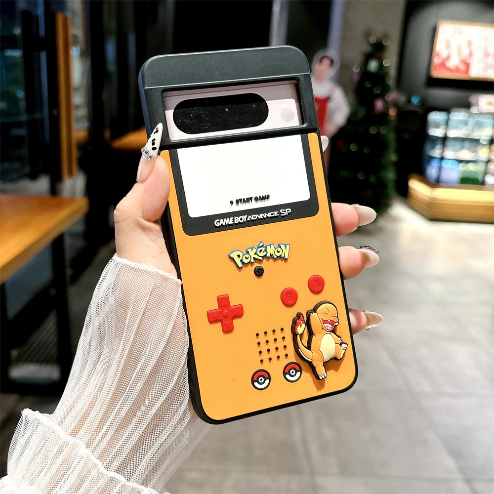 Anime 3D Phone Case For Google Pixel 9 Pro XL 8 8A 7 Pro Pixel-Fold Charmander Squirtle P-Pikachus Cartoon Cover