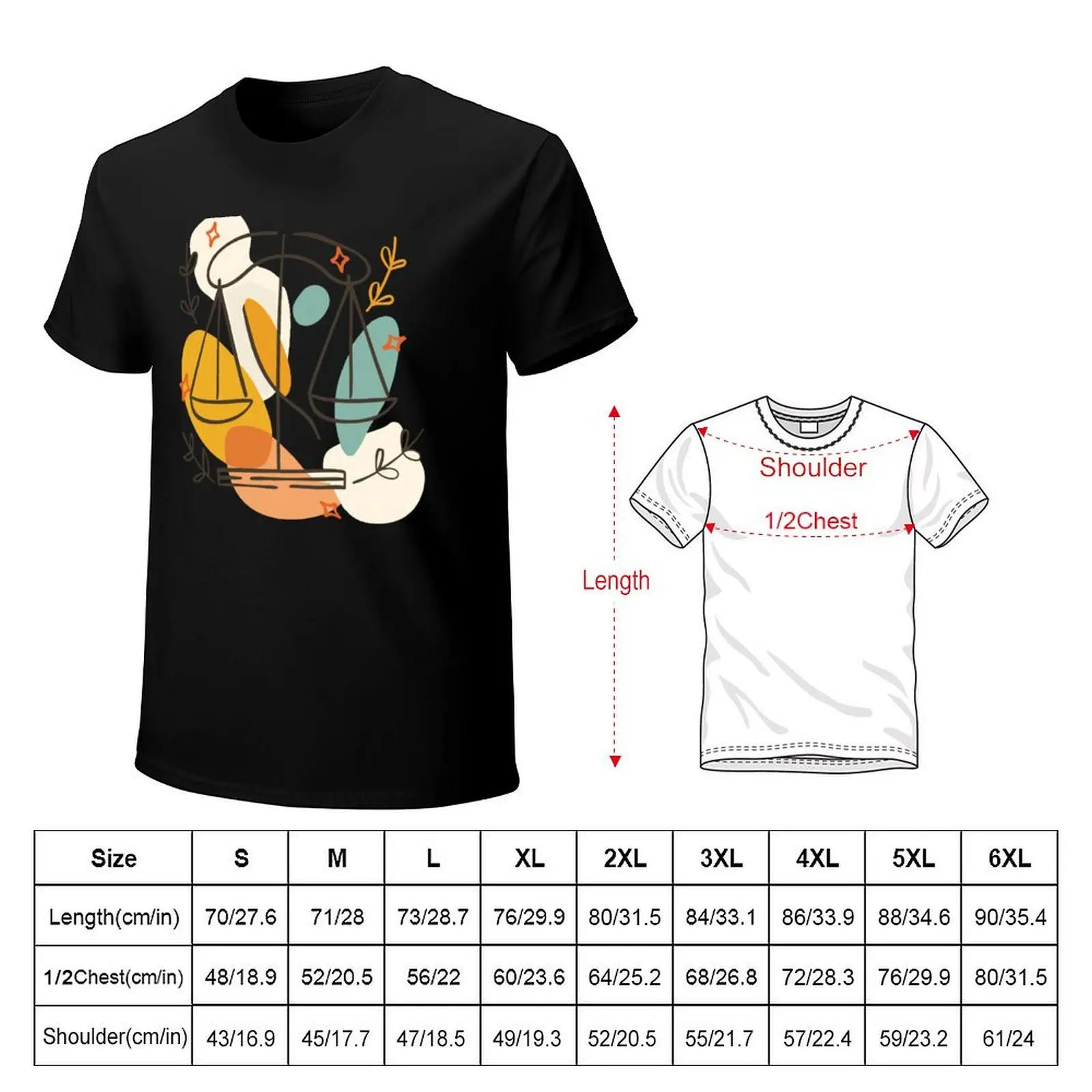 Libra Zodiac Astrology T-Shirt Modern Style Print T-Shirt