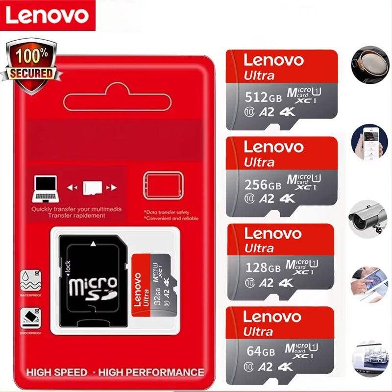 Lenovo 512GB micro sd card 256GB micro sd 128GB tf/sd card 64gGB carte micro sd 32GB tarjeta micro sd for surveillance dash cam