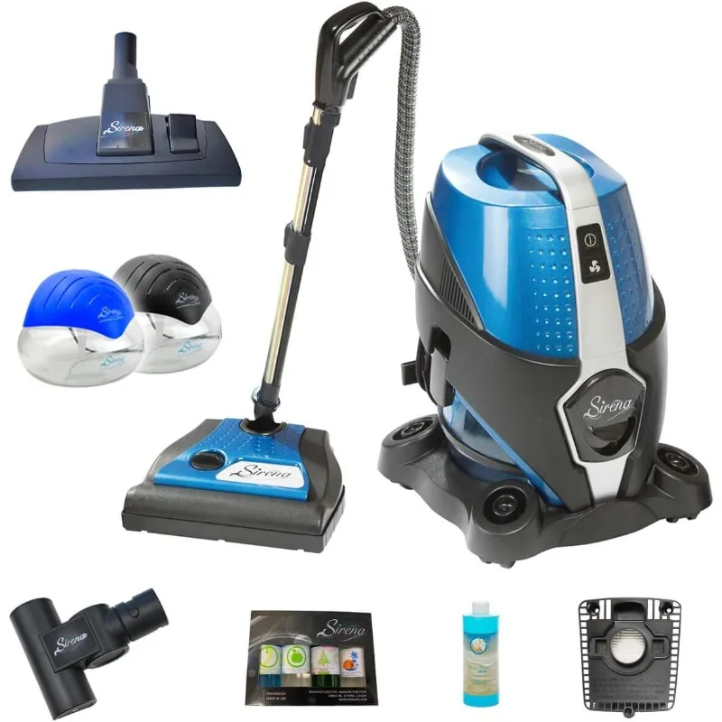 Sirena Bagless Vacuum Cleaner Premium Pack - Water Filtration Vacuum - Bonus 2 Twister Air Purifier, HEPA Filter and Turbo Brush