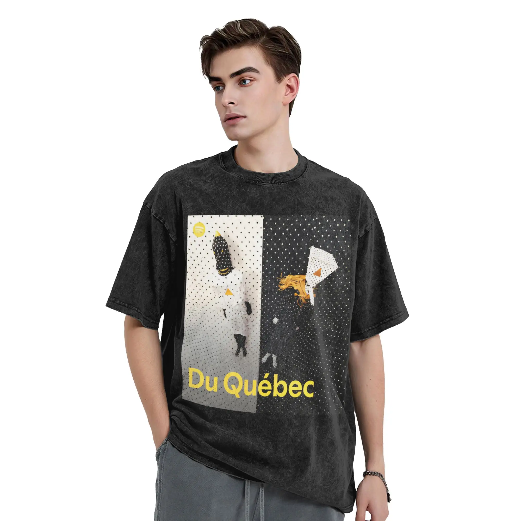 Angine De Poitrine Washed T Shirts Streetwear T-Shirt Quebec Duo Sherpa Mantra Tees Tops for Men Women Cotton Street Summer