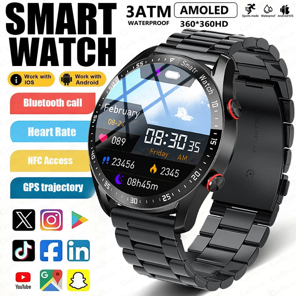 

Смарт-часы ЭКГ + PPG для мужчин, Bluetooth-вызов, NFC, спортивные фитнес-водостойкие часы для мониторинга здоровья, деловые умные часы для мужчин для Android IOS