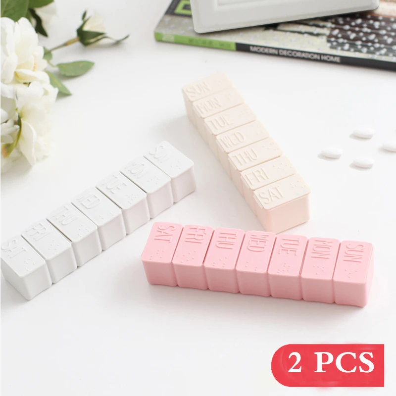 2Pcs/Set xiaomi Travel Pill Box Weekly Medicine Storage Organizer Container Drug Tablet Dispenser Independent Lattice Pill Case