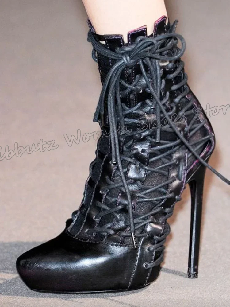 

Ankle Modern Shoes Platform Leather Solid Color Fashion Elegant Concise Sexy Luxury Shoes New Cross Strap Pointy Thin High Heels