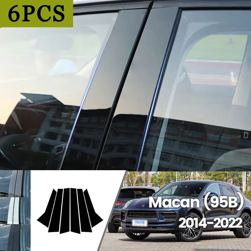 

For Porsche Macan 95B 2014-2022 2015 2016 2017 2018 Bright Black Carbon Fibre Window Door Waterproof B C Sticker