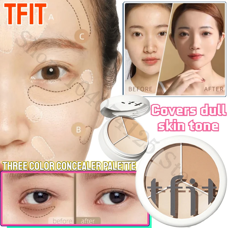 

TFIT Three-color High-gloss Concealer, Acne Marks, Spot Covering, Contouring Powder, Improve Dark Circles Concealer Plate