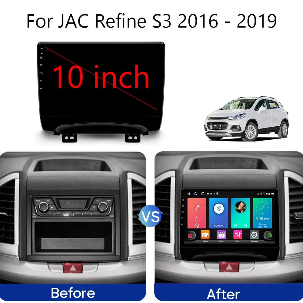 For JAC Refine S3 2016 - 2019 Car Radio Navigation GPS Multimedia Video Player Android Auto Autoradio 5G WIFI DSP No 2din DVD