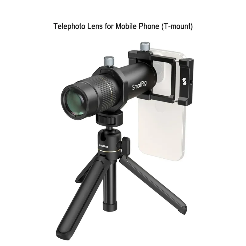 SmallRig 4737 Universal 8x Telephoto Lens with Mini Tripod T-Mount for i Phone 16 Pro/Pro Max - Mobile Phone Lens Accessory