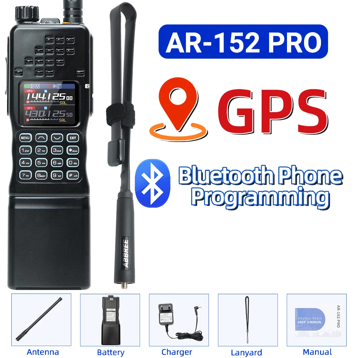 Baofeng AR-152 Pro GPS Walkie Talkie Two Way Radio 12000mAh Battery Tactial 50KM Long Range AN PRC-152 Multi Band Transceiver image 3
