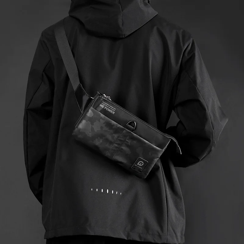 Men's waist bag leisure chest bag cross-body anti splashing water ultra-thin outdoor waist bag change mobile phone storage