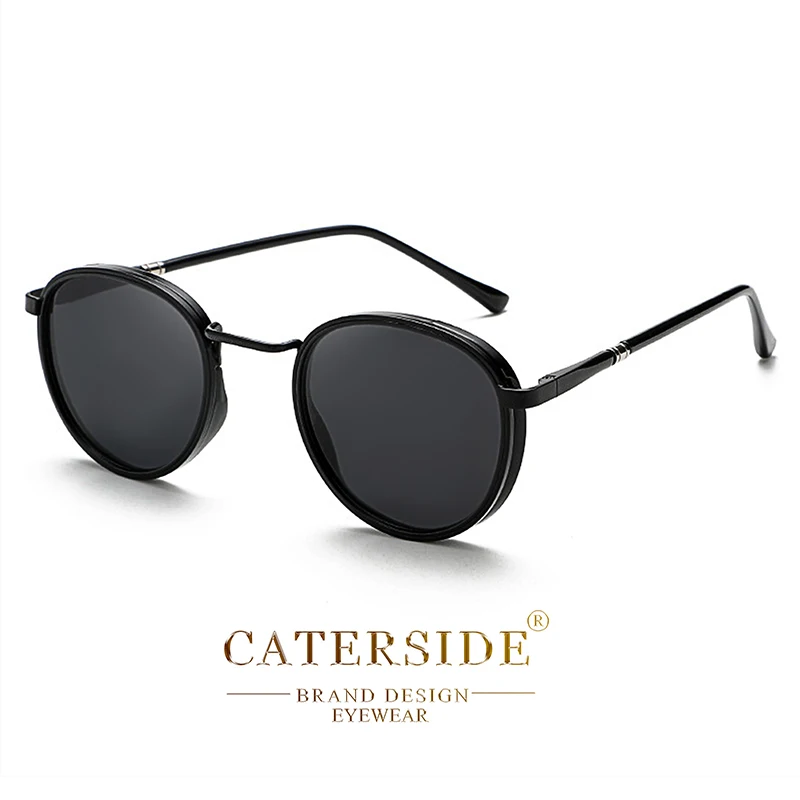 Caterside Retro Polarisierte Runde Sonnenbrille für Herren, Steampunk TR Metallrahmen Sonnenbrille für Damen, Fahren, Angeln, Party, UV400-Schutz – Detail 5