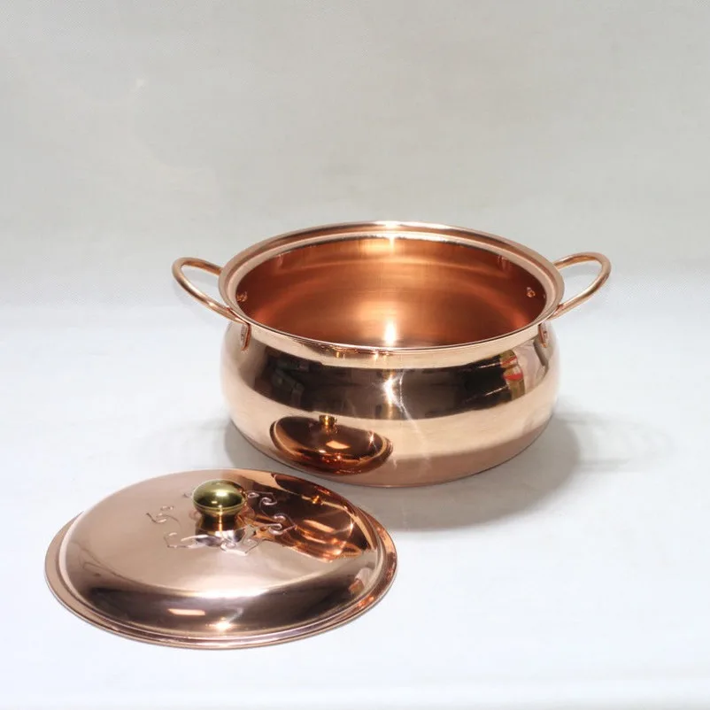 Thickened Binaural Composite Bottom Electromagnetic Copper Hot Pot Red Copper Soup Pot