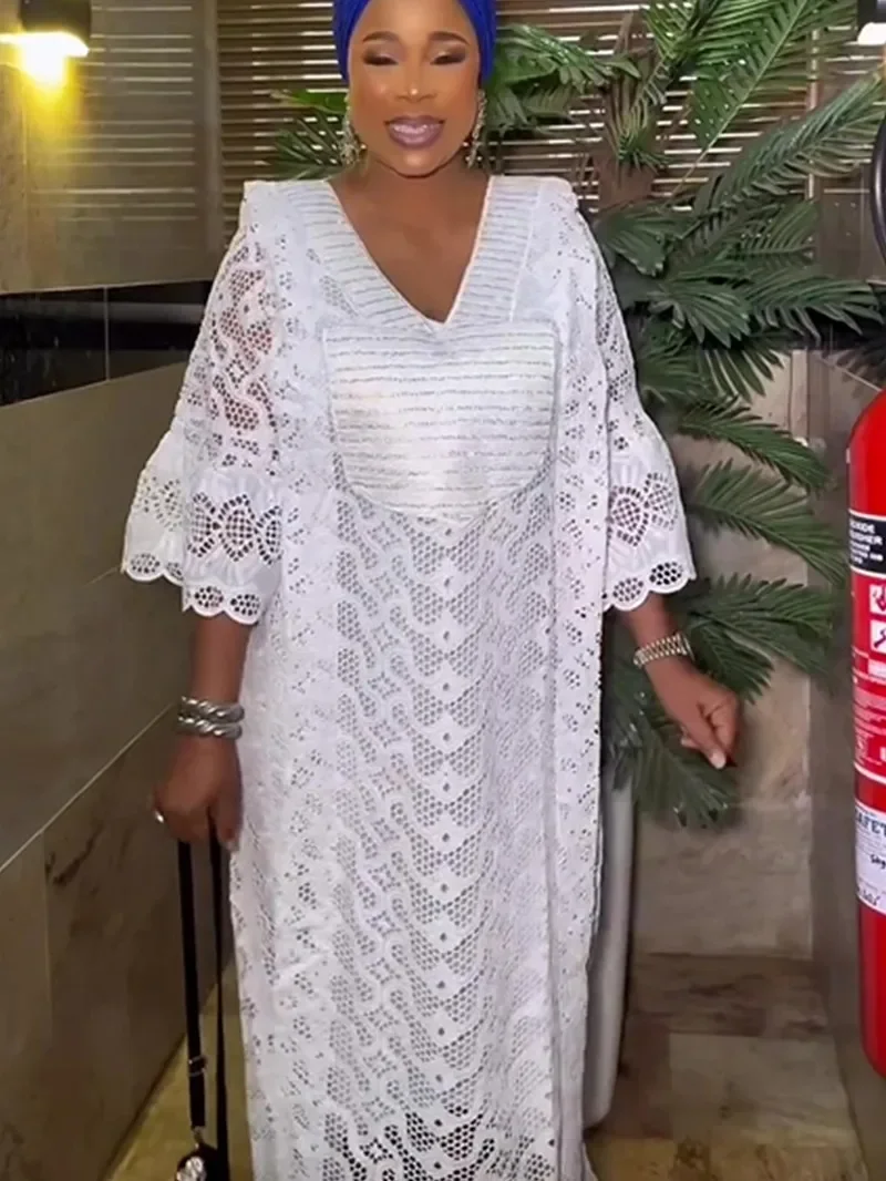 

Elegant African Dresses for Women Muslim Fashion Boubou Abayas Robe Dashiki Ankara Lace Outfits Evening Gown Kaftan Maxi Dress