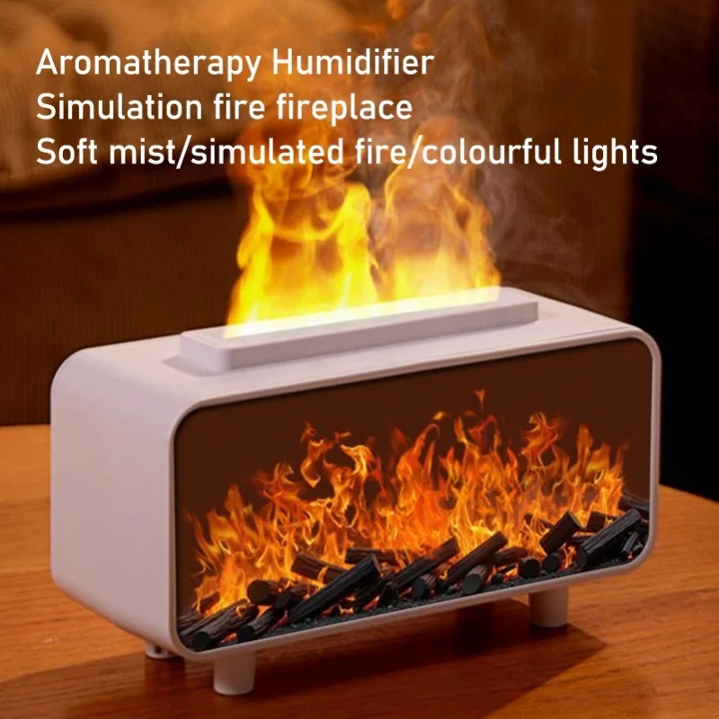7 Colors Fire Essential Oil Diffuser Humidifier 200ML Anti Dry Burning Simulated Fireplace Air Humidifier Diffuser