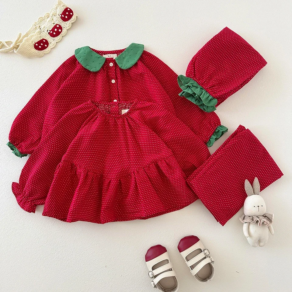 KS Children Clothes Set Girls Soft Homewear Toddler Kids Cute Dot Long Sleeved Tops Pants Children Christmas Shirts Suit