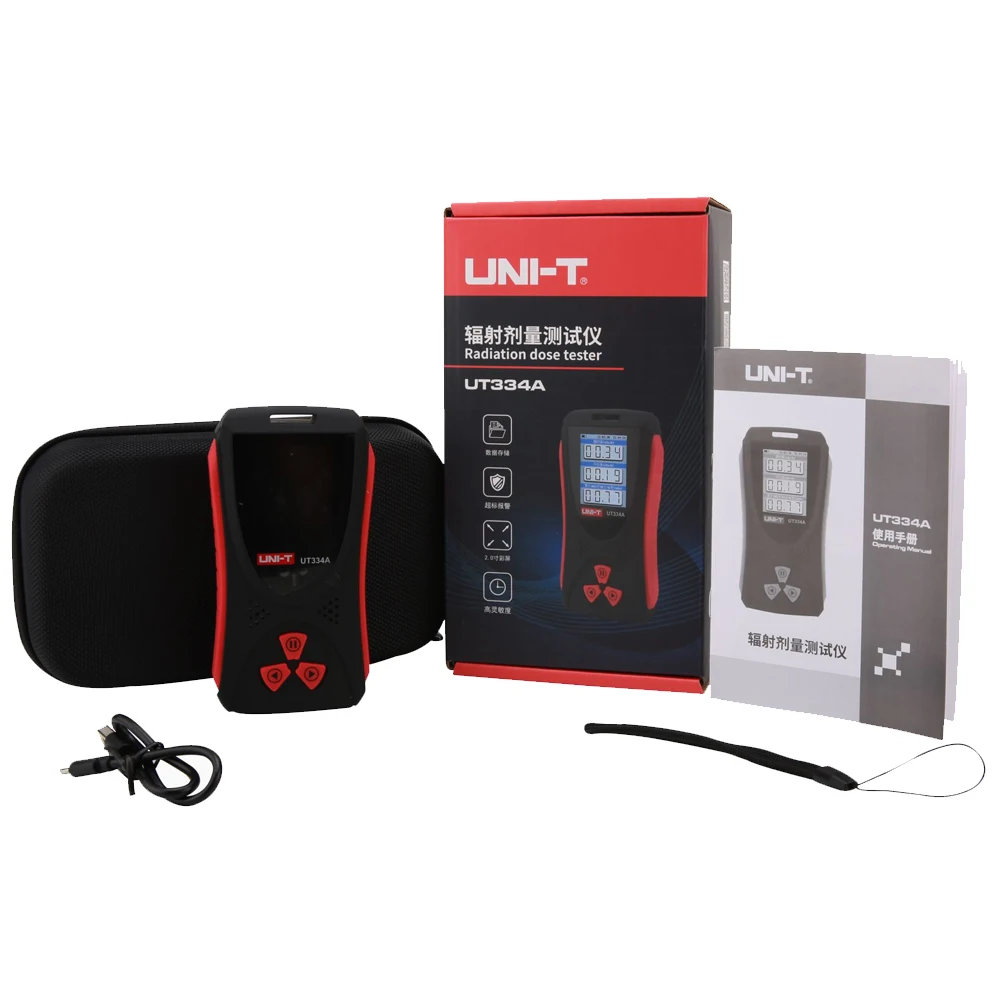 UNI-T UT334A Radiation Detector Geiger Radiation Dosimeter Dose Alpha Beta Gama Professional Meter X β γ Ray Alarm Tester