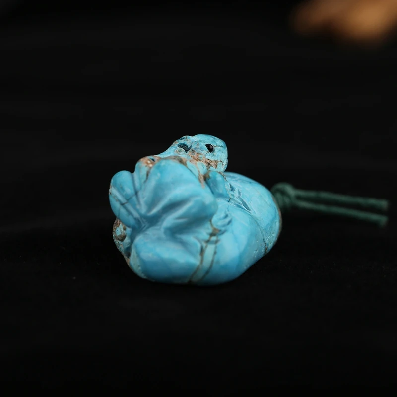 Natural Blue Howlite Frog Pendant Necklace Beads Carved 39x25x19mm 23.7g Semiprecious Stone DIY Fashion Jewelry Accessories