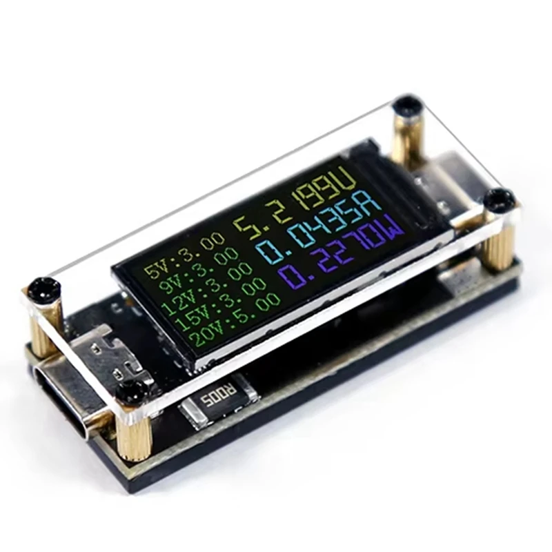 2025 جديد PD100W 5A متعدد الأغراض Decoy5/9/12/15/20 فولت 0.96 بوصة شاشة ملونة الجهد الحالي الطاقة إيجابية وسادة القطب الكهربائي السلبي