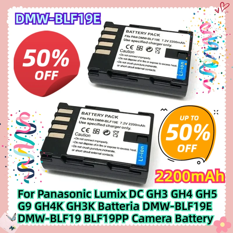 

For Panasonic Lumix DC GH3 GH4 GH5 G9 GH4K GH3K Batteria 2200mAh DMW-BLF19E DMW-BLF19 BLF19PP Camera Battery