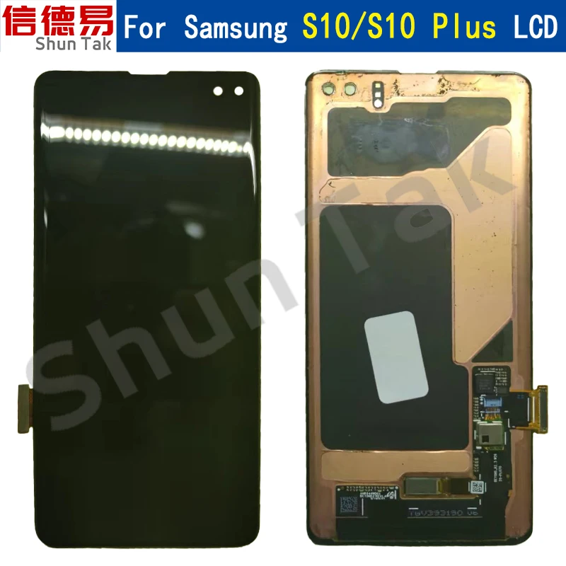 

100% AMOLED Display with frame for SAMSUNG Galaxy S10 S10 Plus Full LCD Touch Screen Digitizer Assembly Repair Parts