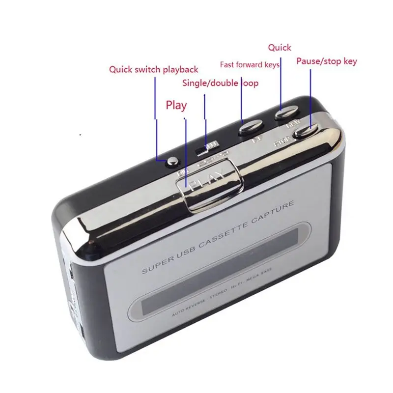 A14M Cassette Player USB Cassette to MP3 Converter Capture Audio Music Player Tape Cassette Recorder
