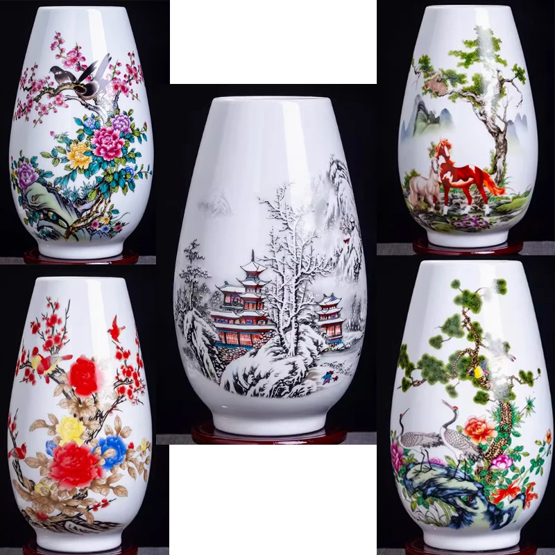 

Ceramic Flower Vase Chinese Traditional Style Animal Vase Tabletop Crafts Home Decor Furnishing Articles Pots Decorations