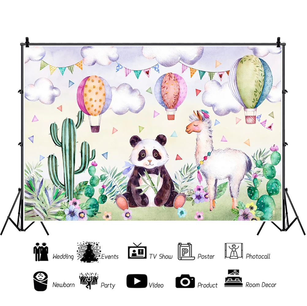Background For Photography Baby Birthday Party Room Decro Kids Wild One Animals Panda Sheep Backdrop Photozone Photophone Props