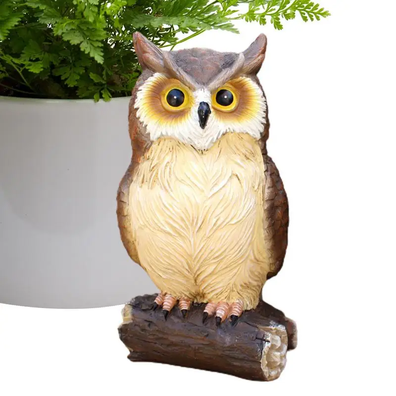 

Garden Decorative Realistic Owl Statue Fake Bird Scarer Lawn Courtyard Resin Night Owl Miniature Figurine Home Decor Accessories