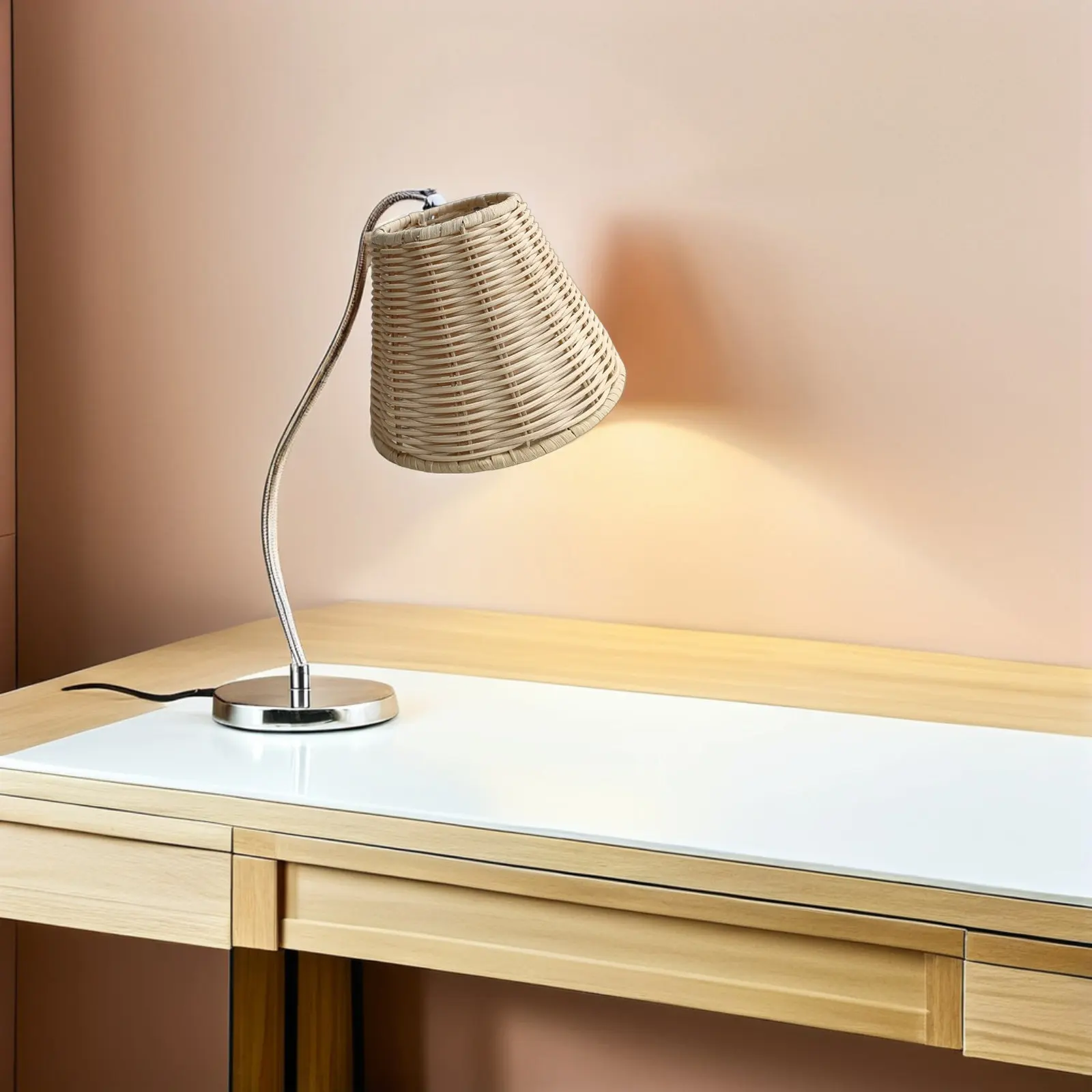

Barrel Lamp Shades Replacement E27 Small Vintage Rattan Lampshade Clip on Light Cover Farmhouse Table Floor Living Room Bedroom