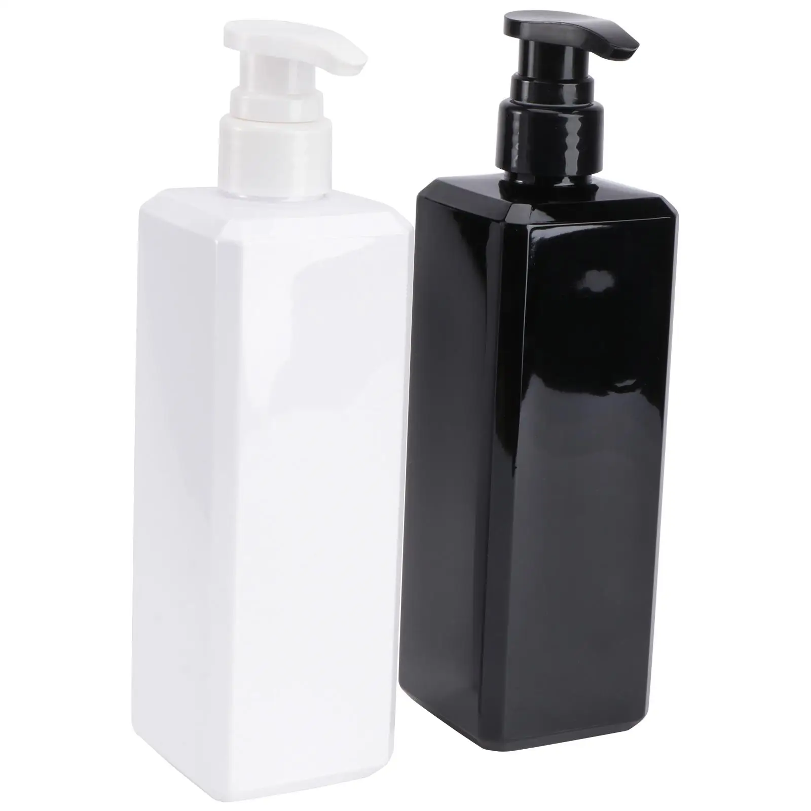 

2Pcs Shower Gel Plastic Bottle White Black Hand Pump Square Empty Dispenser Liquid Travel Storage Sub Bottle for Shampoo Soap